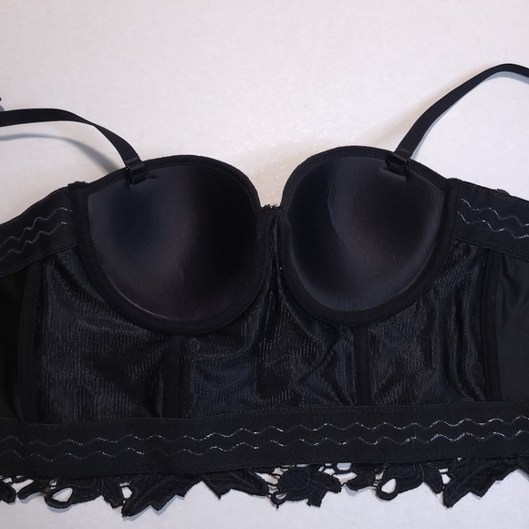 Unbranded Gold Black Floral Lace Embroidered Sexy Bustier Corset Crop Top SM - Picture 10 of 13